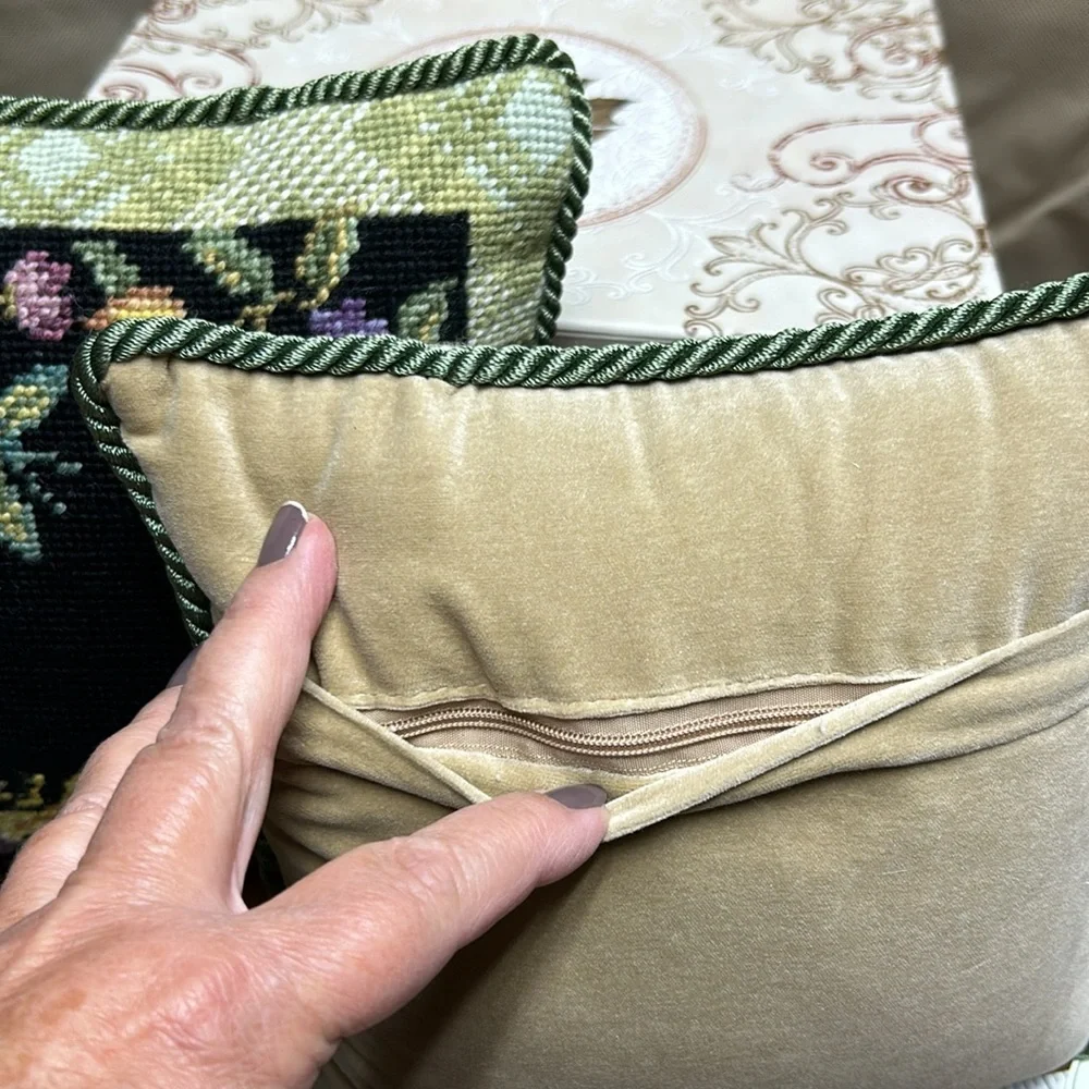 Grannycore accent pillows 11”x11” NWT embroidered butterflies floral print nwt